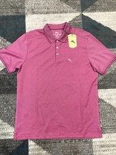 Tommy Bahama Men's Very Berry Size M Short Sleeve Stripe Golf Polo 110 NWT