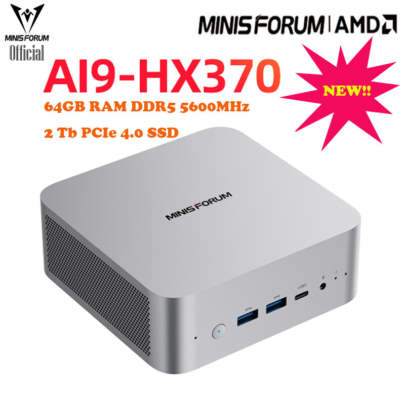 ミニPC MINISFORUM AI370 Mini PC Ryzen AI 9 MINISFORUM X1-370 MINI PC Ryzen 9 HX370 Processor MINI AI PC