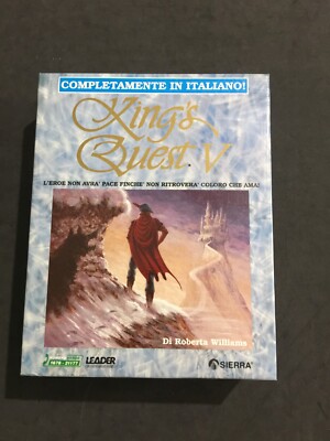 KING'S Quest V PC IBM Floppy 3,5 '' Big Box Italienisch Verwendet Komplette Schön
