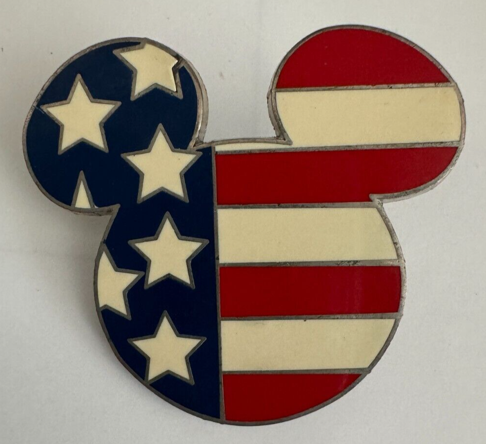 Disney Pin Mickey Mouse Ears Head American Flag Red White Blue Stars 2008 eBay