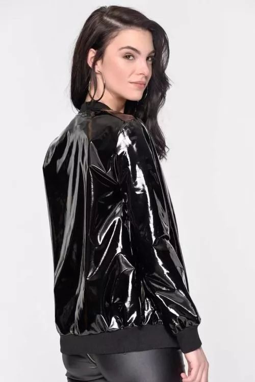 Women Shiny Vinyl PVC Jacket Chung's Perfect Fashion Vinyl Coat Wind Breaker