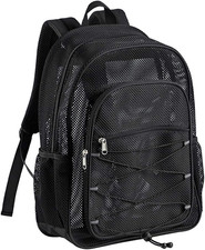 Heavy Duty Mesh Backpack See Through College Backpack Semi-Transparent Mesh Bag