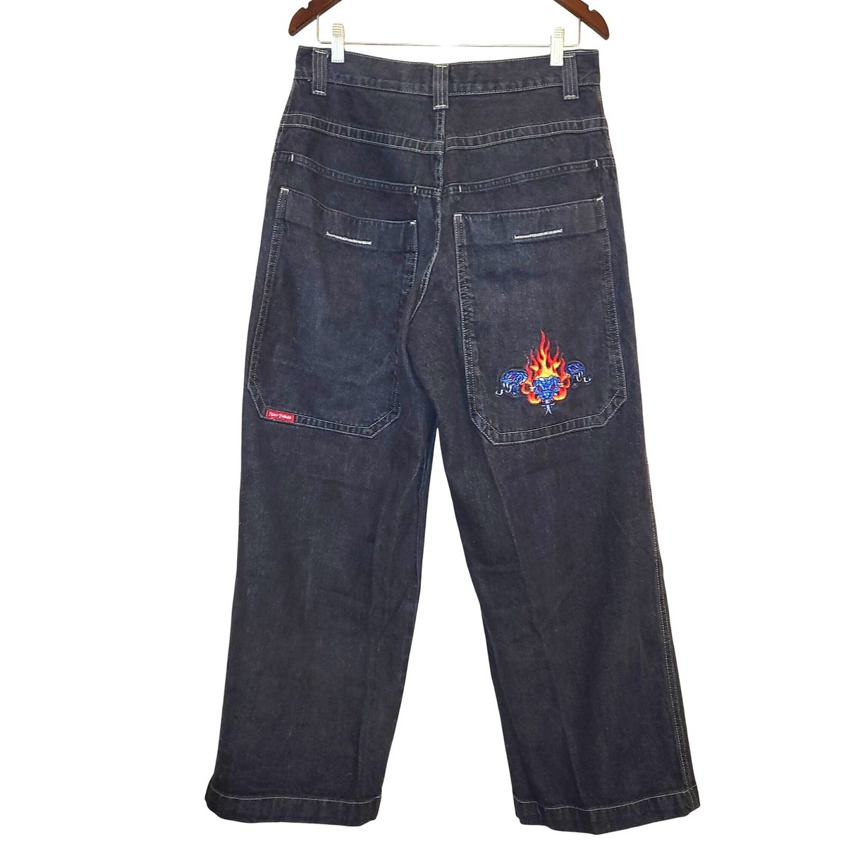 JNCO Tribals Flaming Snakes Skate VTG Black Skater Wide Leg Baggy