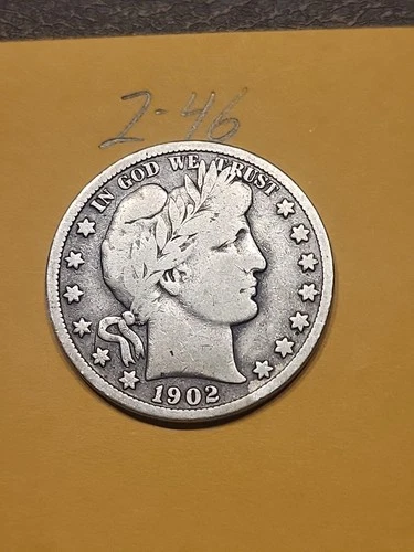 1902 S  Barber Half Dollar VG  Lot2-46