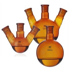 5ml-1000ml Round Bottom Amber Boiling Flask w/ Standard Joints Lab Glassware