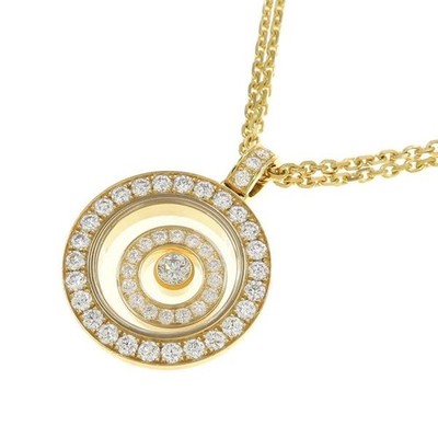 Chopard Happy Spirit Moving Diamond Pendant K18 Yellow Gold Chain Necklace 13.9g