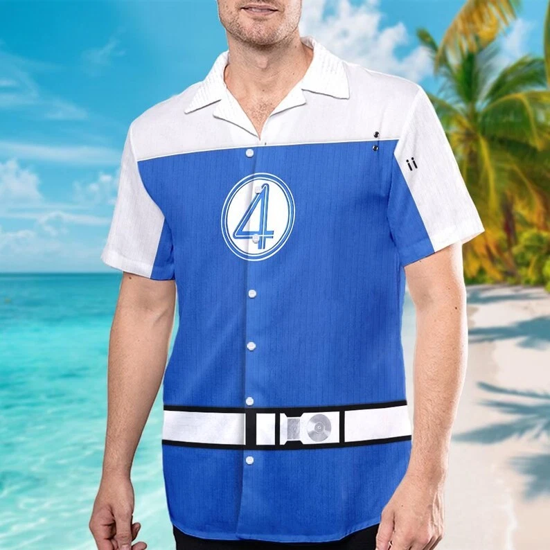 Disney Fantastic Four First Steps Johnny Storm Human Torch Hawaiian Shirt