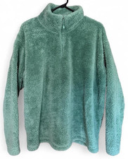 Eddie Bauer Women's Green Fleece 1/4 Zip Pullover Sweatshirt Mock Neck XL