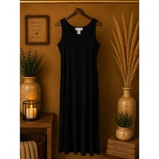 Vintage 90s Ronni Nicole Black Velvet Maxi Dress Sleeveless Side Slit Gown 10