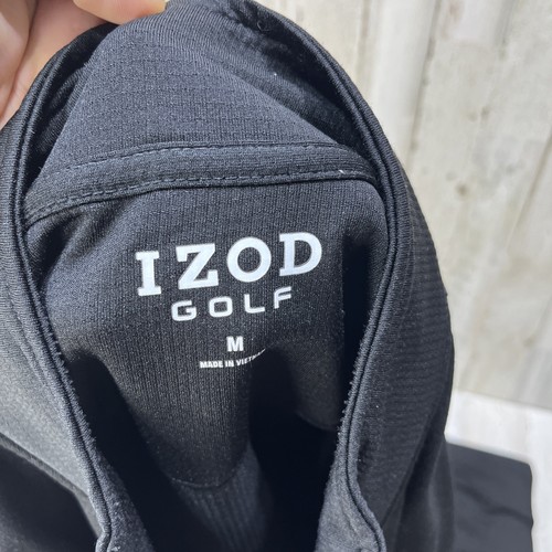 Izod Golf Jacket Men's Size M Stretch Long Sleeve Mock Collar Full Zip Black U3 - Picture 5 of 11