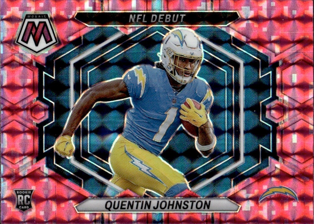 Quentin Johnston 2023 Panini Mosaic #ND-16 NFL Debut Camo Pink Mosaic Prizm RC