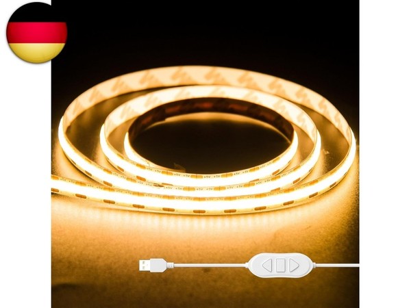 USB COB LED Streifen 5V Warmweiß 2700K,1M Dimmbare 320Leds COB LED Band Licht,-image