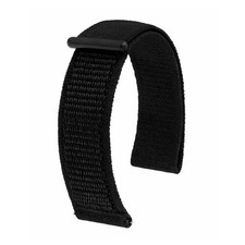 Uhrenarmband in Schwarz, Nylon, Klettverschluss, Vegan von HIRSCH - 20, 22 mm