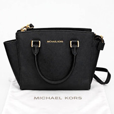 Michael Kors Black Saffiano Leather Satchel Top Handle Bag, Detachable Strap
