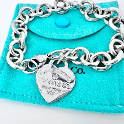 Authentic TIFFANY & CO. Return to Tiffany Diamond Heart Bracelet SV925 1PD - Image 1 of 4