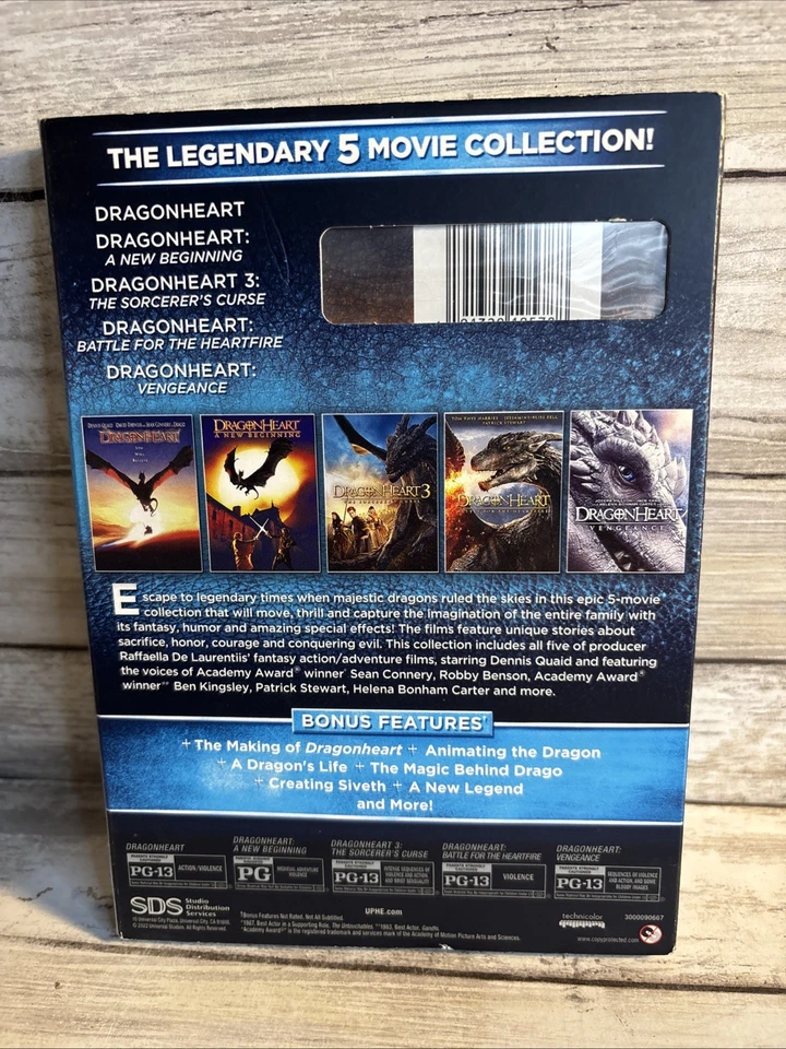 New! Dragonheart: 5-Movie Collection (DVD) Sealed W/ Limited Edition Glow Slip - Image 3 of 4