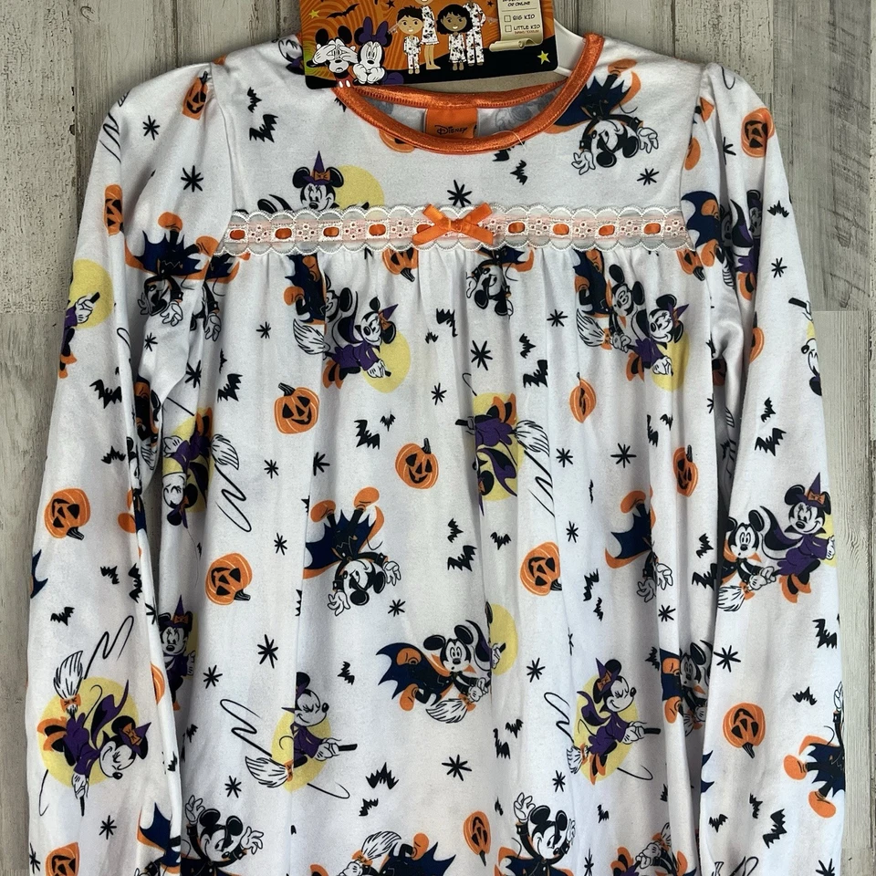 Disney Minnie Mouse Halloween Niñas Manga Larga Calabaza Camisón Talla 8 Nuevo Foto 2 de 4