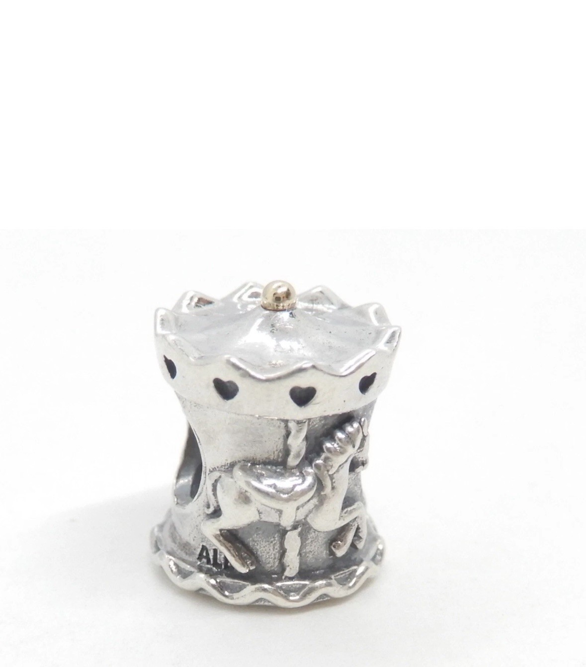 Retired Authentic Pandora 925 Silver/ 14K Gold Accent Carousel Charm 791236