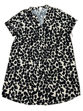 H M Women's Size Small Tan and Black Print Dress