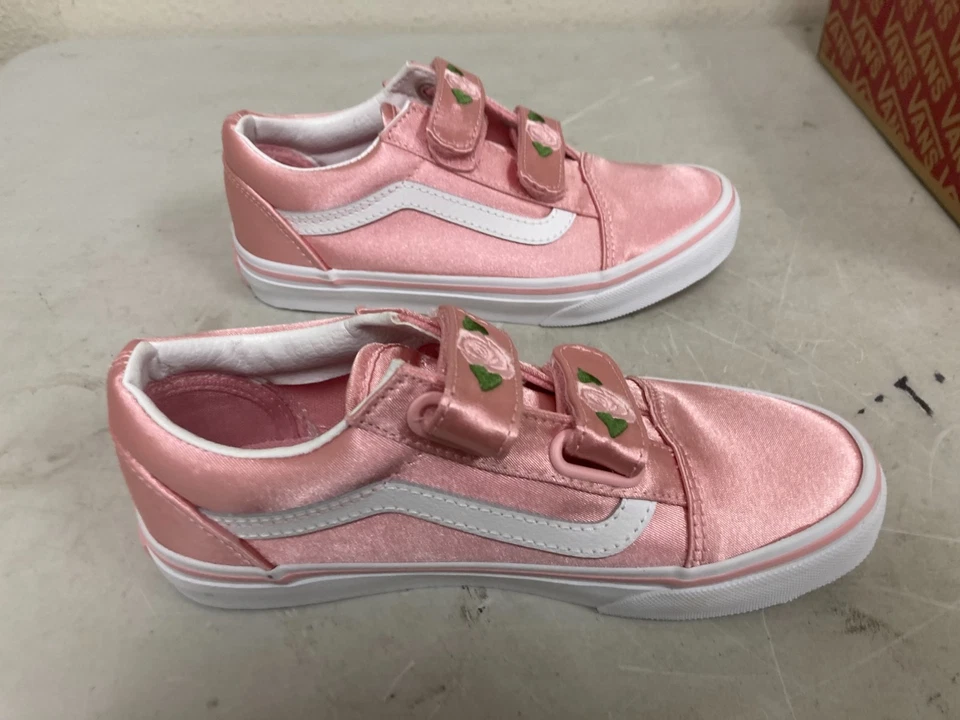VANS Old Skool V Rosa Polvo/Blanco Verdadero Niñas Pequeñas Zapatos de Skate Tenis Foto 3 de 4