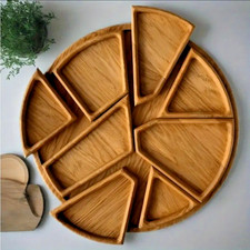 Acacia Wood 8pcs Removable Puzzle Serving Tray Kitchen Home Snacks