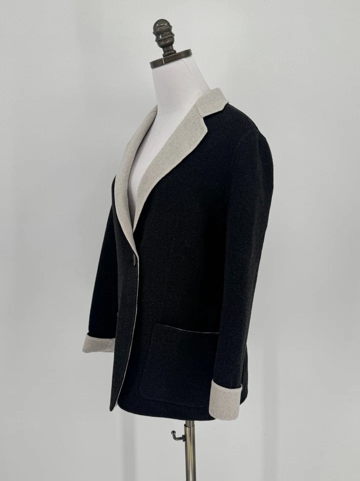 Abrigo forrado Mondi para mujer gris carbón lana cuello puño manga talla IT 38 US 2 Foto 2 de 4