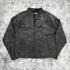 Quiksilver 00s Women?s Black Leather Jacket L Silver Edition Full Zip Vintage