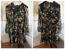 Lauren Ralph Lauren Floral Georgette Ruffles   Dress Size 4
