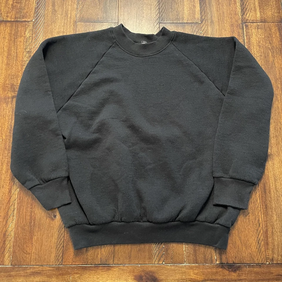 Vintage Fruit Of The Loom Crewneck Sweatshirt Womens Medium Black USA Made 90s - Image 2 of 4