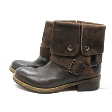 Clarks Brown Leather 'Volara Sky' Womens Foldover Moto Boots sz 7M