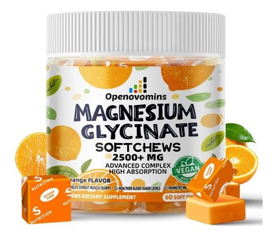 Gentle Magnesium Glycinate Chewable Tablets, Orange Flavor 2500+ MG, 60 CT