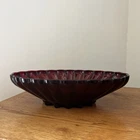 Vintage Anchor Hocking Ruby Red Glass Large 12.5" Oval Scalloped Bowl Star Base