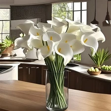 10Pcs PU Artificial Calla Lily Flowers for Wedding and Event Decoration