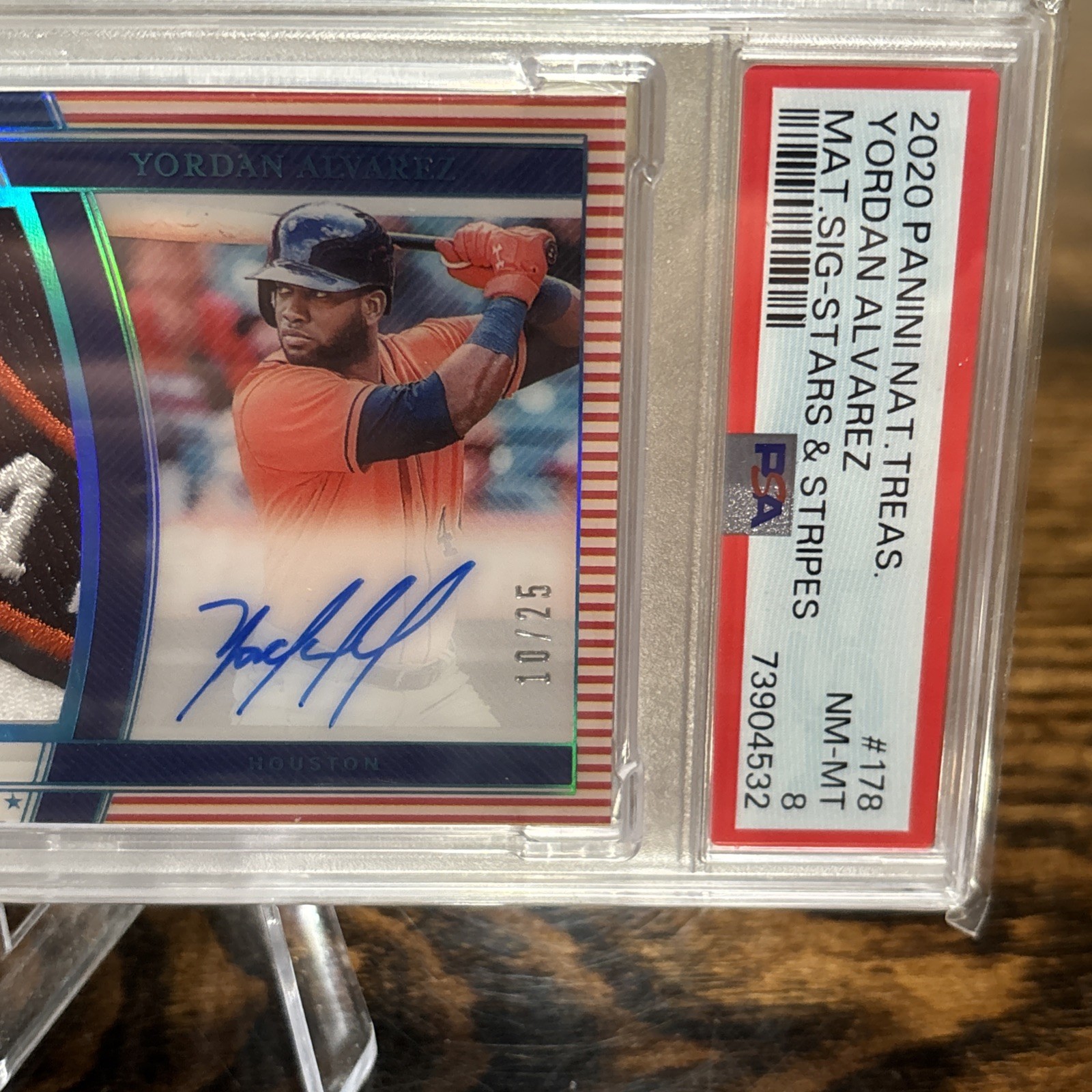 2020 Panini National Treasures Rookie Patch Auto Yordan Alvarez PSA 8   #/25 view 5