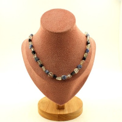 Necklace Beads Hypersthene of Egypt+Quartz Tourmaline Rutile Brazil Size Pe