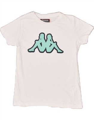 Kappa Jungen Grafik T-Shirt Oberteil 8-9 Jahre Small weiß Baumwolle AD05
