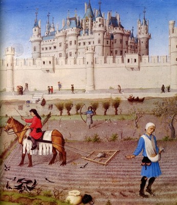 Tres Riches Heures March Plowing Fields 1412 Vintage Photo Reprint Wall Art