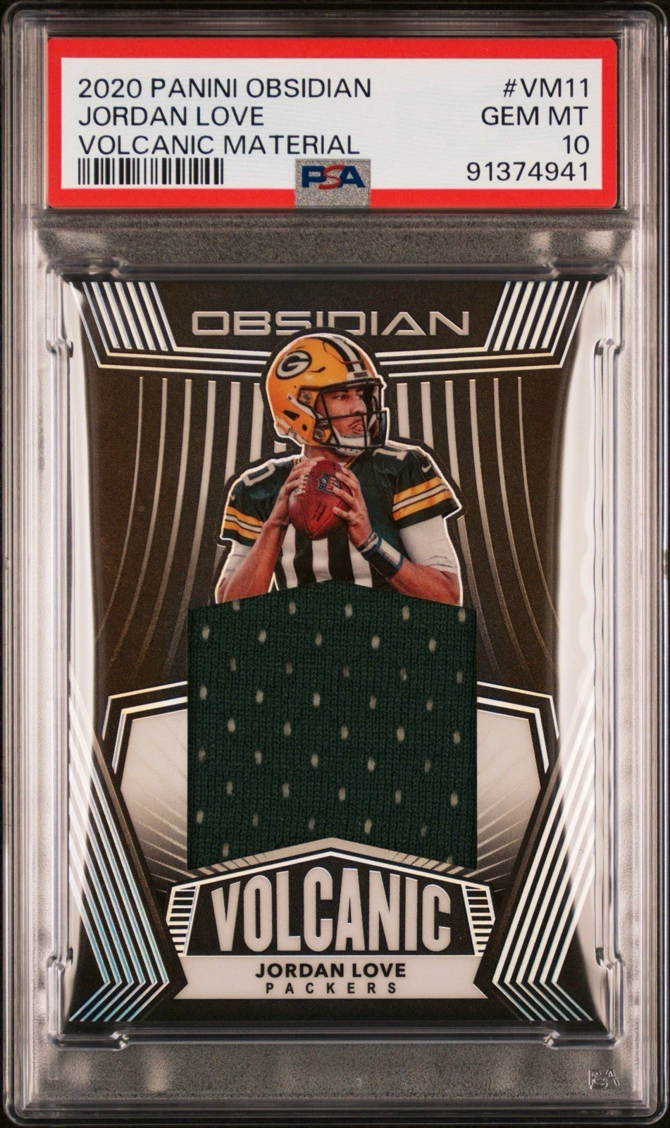 Jordan Love Panini Obsidian Volcanic Material #VM11 Base