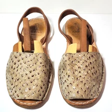 G. Black Leather Slingback Sandel Tan Women's Size US 9 EU 40