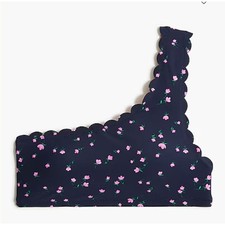 NWT J.Crew Printed Scalloped One-shoulder Bikini Top Size Large