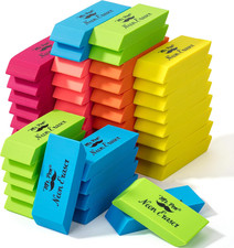 - Block Erasers for Pencils, 48 Pcs, Chisel Design, Neon Colored Pencil Erasers