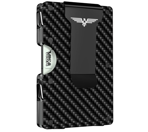 LENVOTEN Minimalist RFID Wallet Metal Slim Hinged S2 Carbon Fiber Color 20 Cards - 第 1/2 張圖片