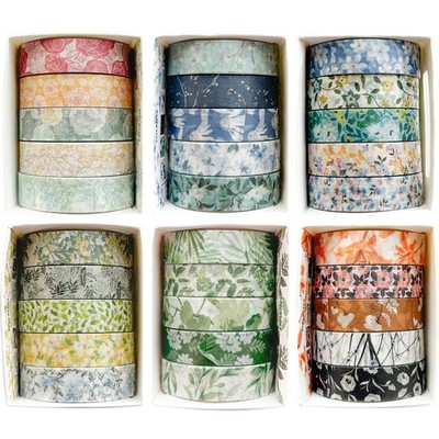 Flowers Washi Tape Set 30 Rolls Floral Patterns Decorative Skinny Slim Maskin...