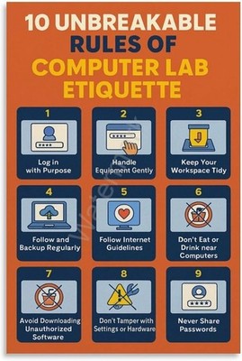 Computer Lab Rules Poster Classroom School Wall Art Decor