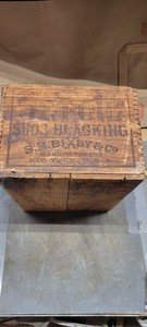 Antique JET-OIL Shoe Blackening Wood Crate  S.M. Bixby & Co. New York