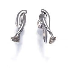 Brown Diamond 0.15ct/0.15ct Solitaire Drop Twist Earrings 18K 750 White Gold