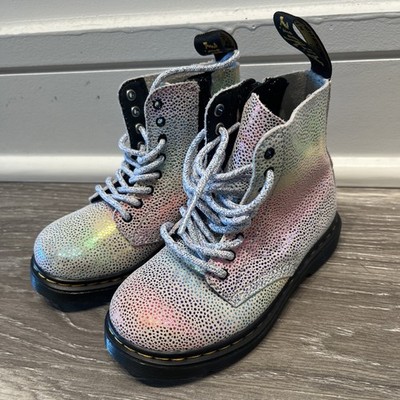 Dr. Martens Girls 1460 Rainbow Glitter Lace Up Boots Size: 8