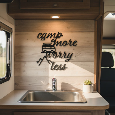 Camper Wanddeko  Camp more worry less  | Wohnmobil Deko | Camping Zubehör