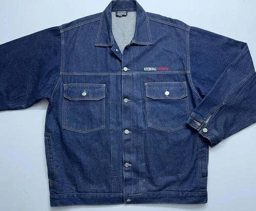 Iceberg Jeans Blue Denim Jacket Mens Size 40 XXL Embroidered Bugs Bunny Trucker - product listing photo