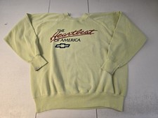 Vintage 80's Chevy Heartbeat Of America Crewneck Sweatshirt Yellow Made In USA 